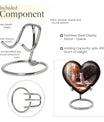 White cat heart-shaped, medium aluminium urn for human ashes with customization option