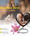 White cat heart-shaped, medium aluminium urn for human ashes with customization option