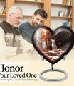 White cat heart-shaped, medium aluminium urn for human ashes with customization option