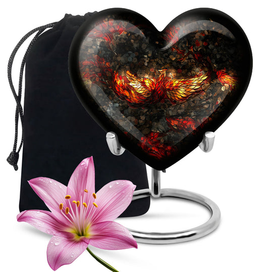 10-inch Phoenix Heart Urn, adult burial urn made 