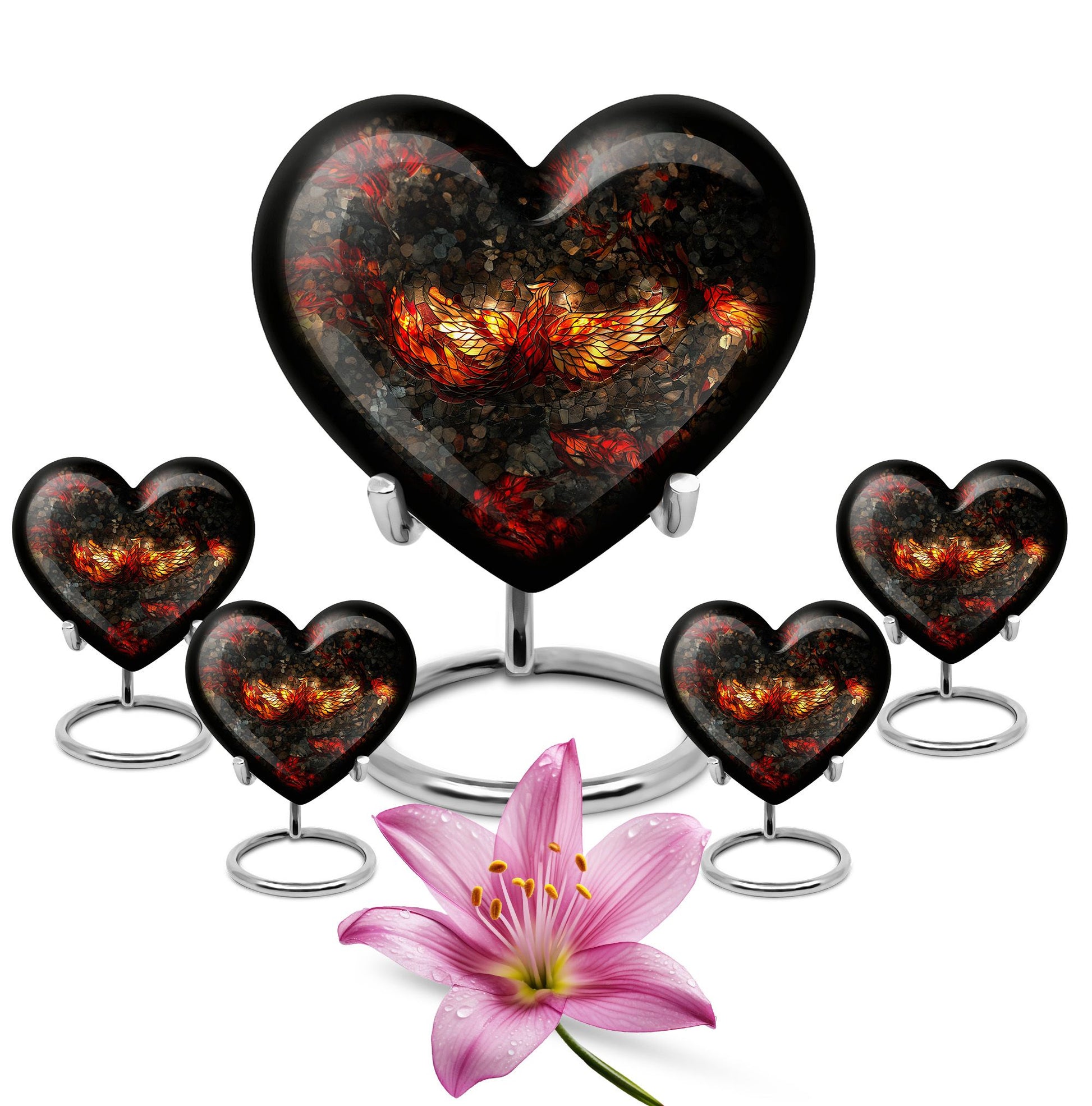 10-inch Phoenix Heart Urn, adult burial urn made 