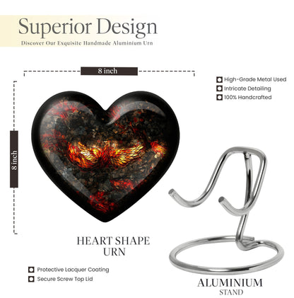 10-inch Phoenix Heart Urn, adult burial urn made 