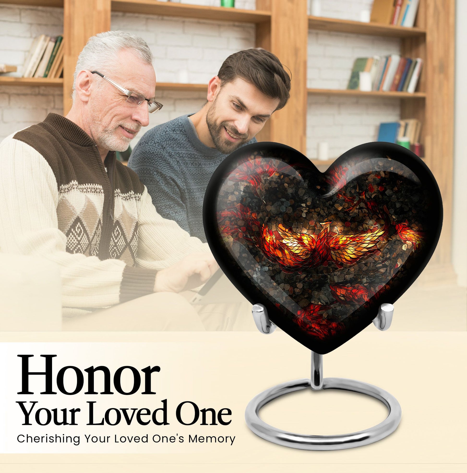 10-inch Phoenix Heart Urn, adult burial urn made 