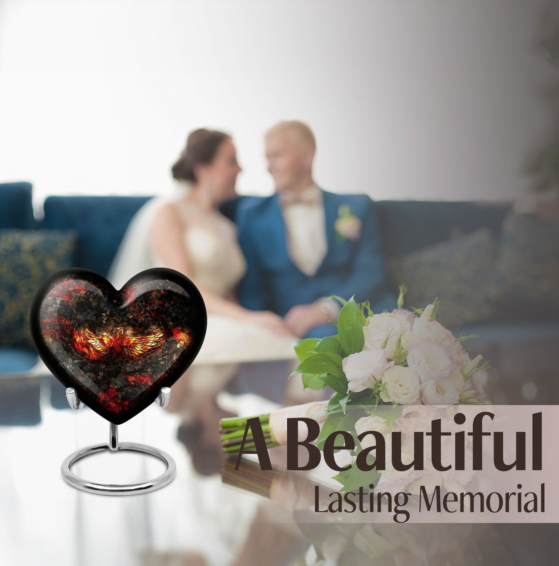 10-inch Phoenix Heart Urn, adult burial urn made 