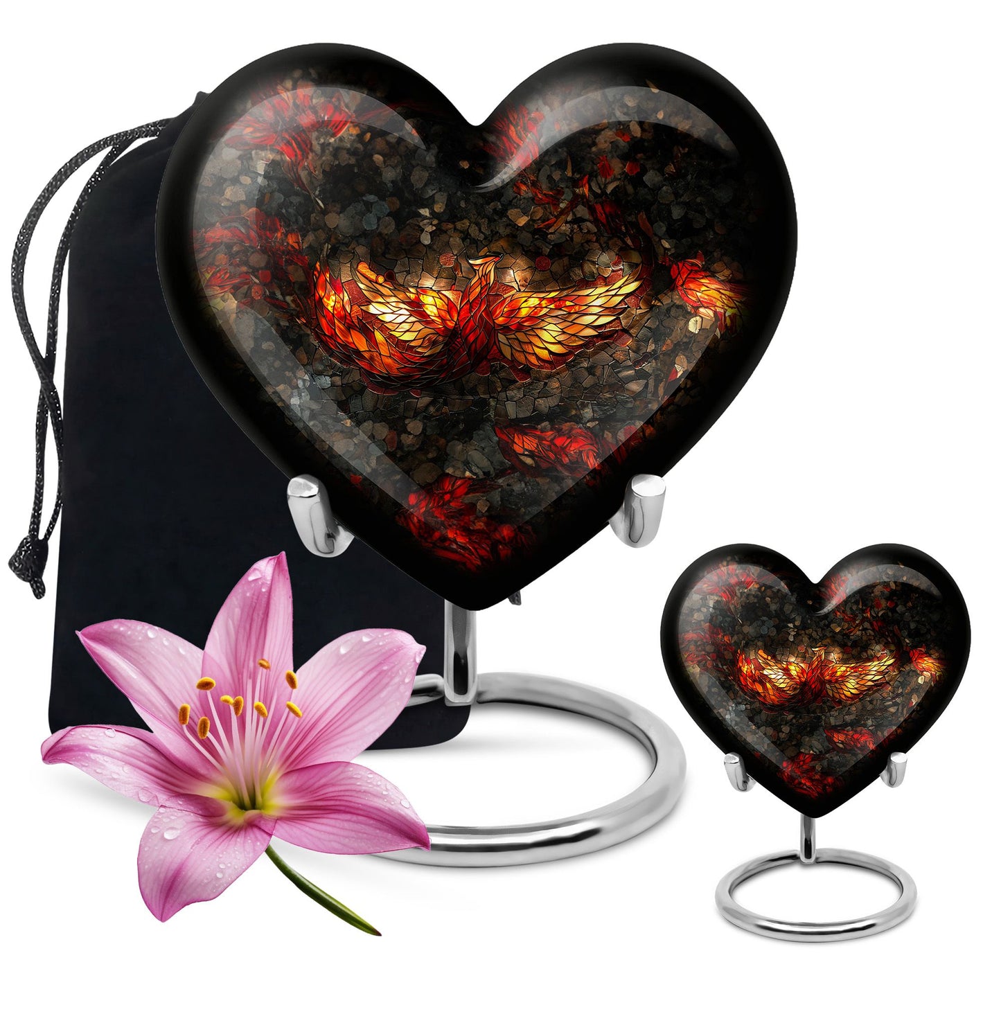 10-inch Phoenix Heart Urn, adult burial urn made 