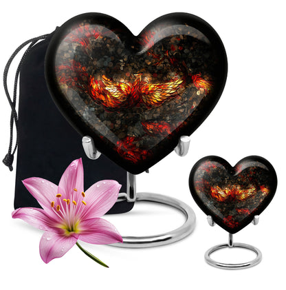 10-inch Phoenix Heart Urn, adult burial urn made 