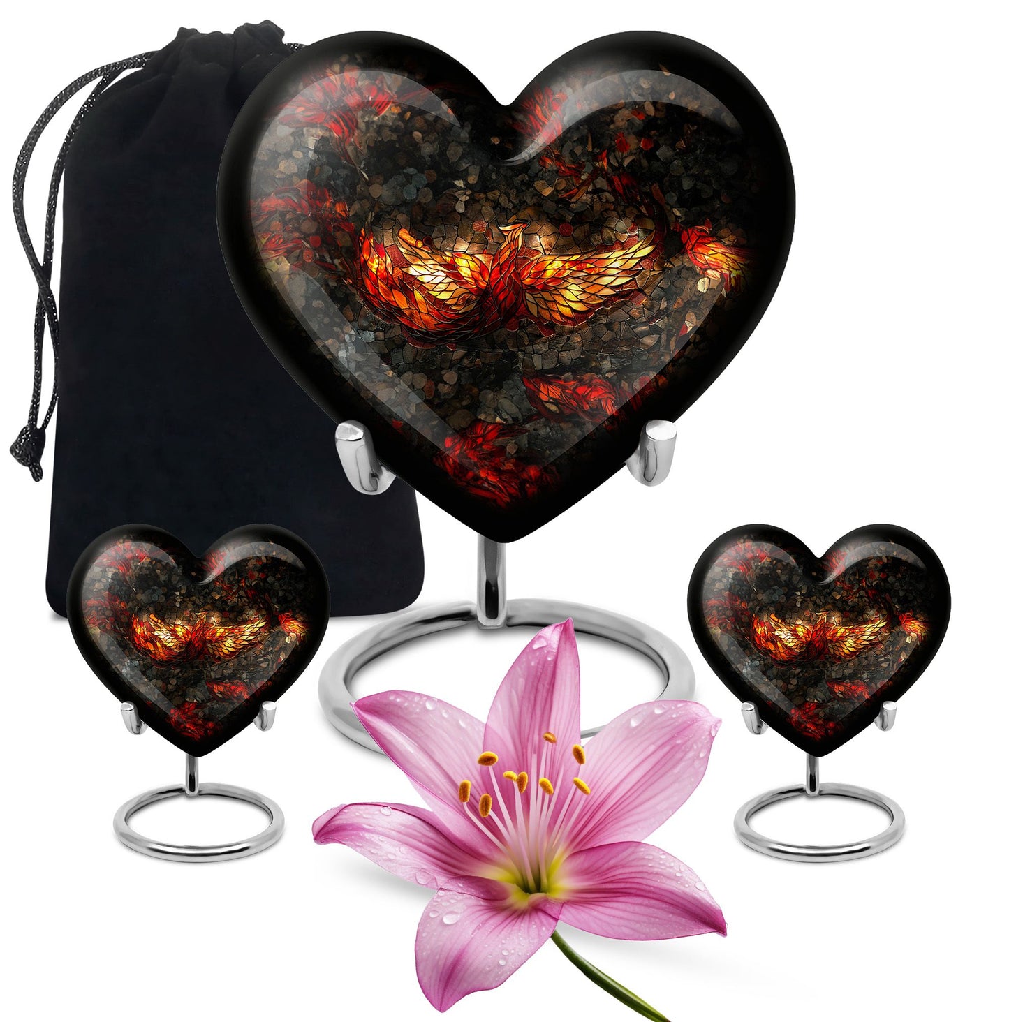 10-inch Phoenix Heart Urn, adult burial urn made 