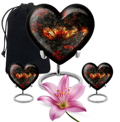10-inch Phoenix Heart Urn, adult burial urn made 