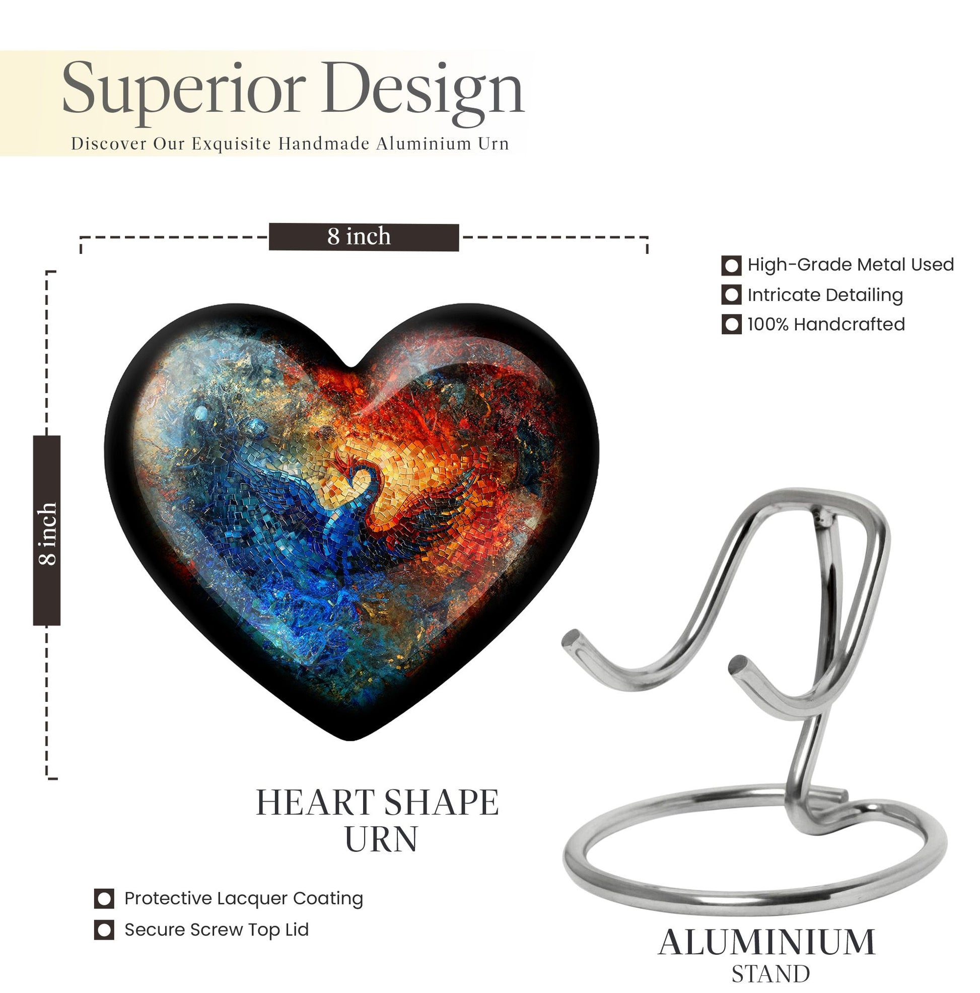 heart-shaped Phoenix Urn