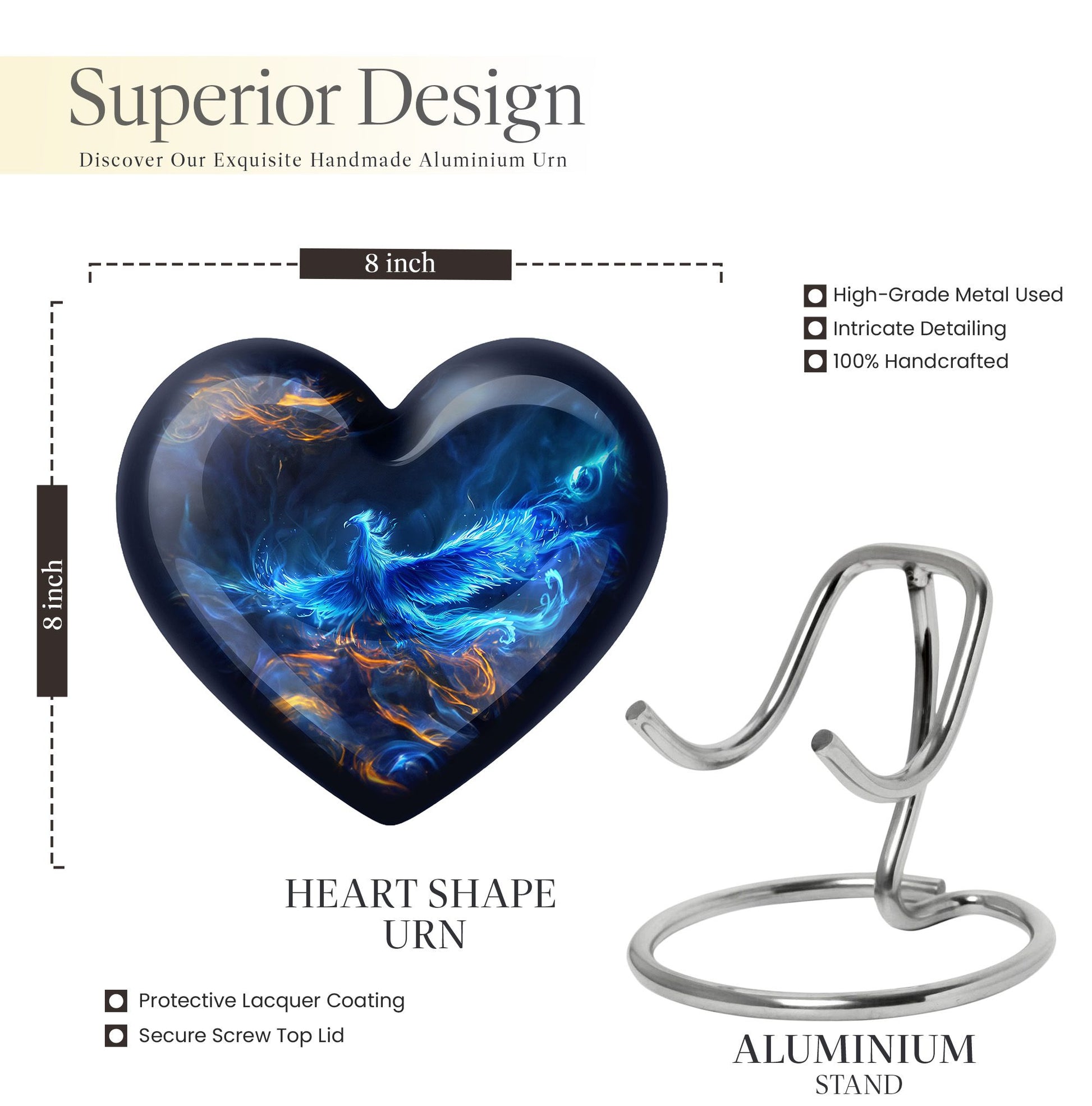 Phoenix Urn Heart design
