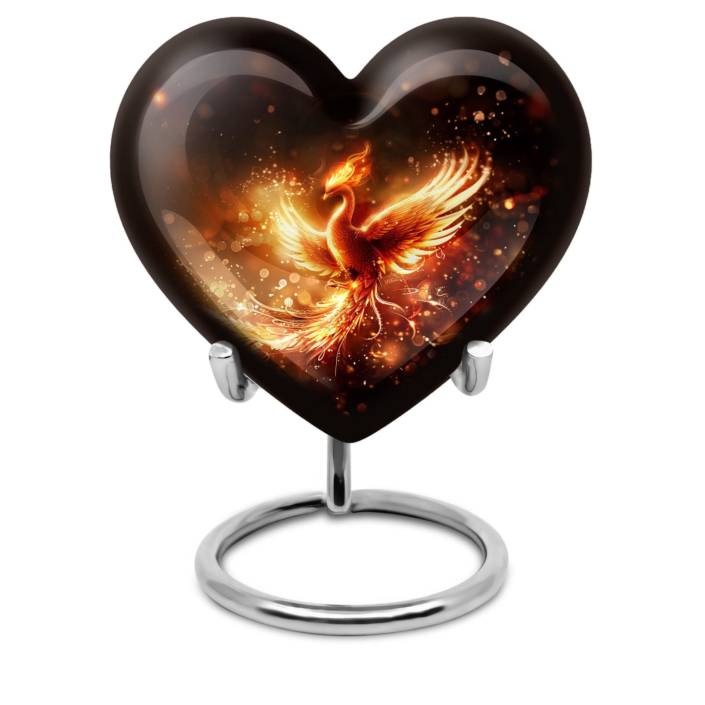 10-inch Phoenix Heart Urn, aluminum cremation personalized urn for adult human ashes
