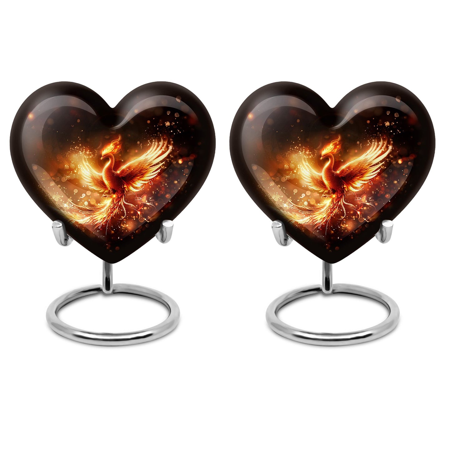 10-inch Phoenix Heart Urn, aluminum cremation personalized urn for adult human ashes