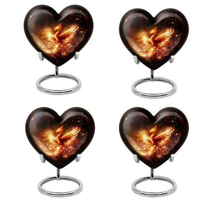 10-inch Phoenix Heart Urn, aluminum cremation personalized urn for adult human ashes