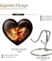 10-inch Phoenix Heart Urn, aluminum cremation personalized urn for adult human ashes