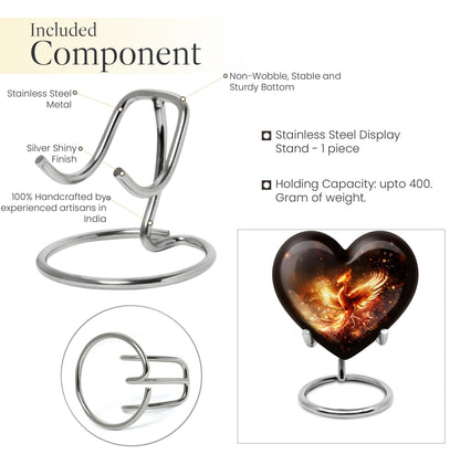 10-inch Phoenix Heart Urn, aluminum cremation personalized urn for adult human ashes