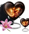 10-inch Phoenix Heart Urn, aluminum cremation personalized urn for adult human ashes
