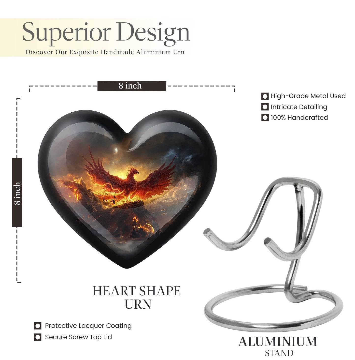 abstract heart-shaped Phoenix urn.