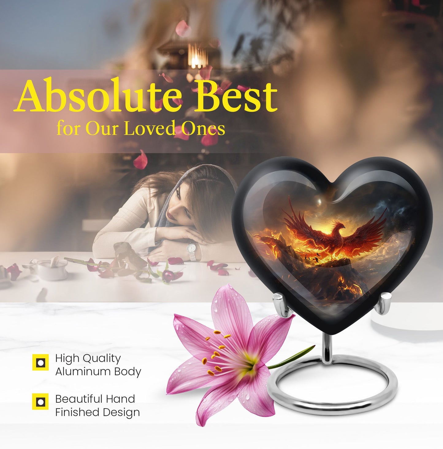 abstract heart-shaped Phoenix urn.