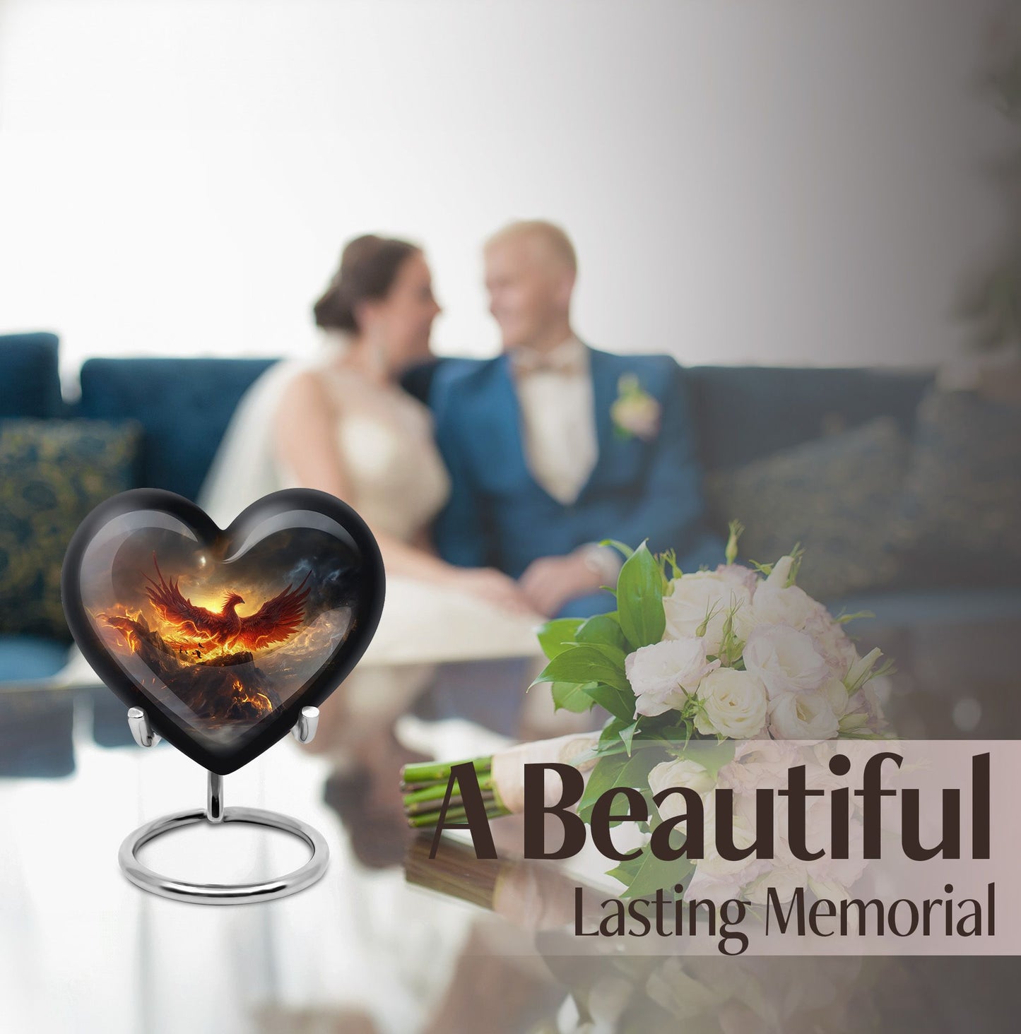 abstract heart-shaped Phoenix urn.