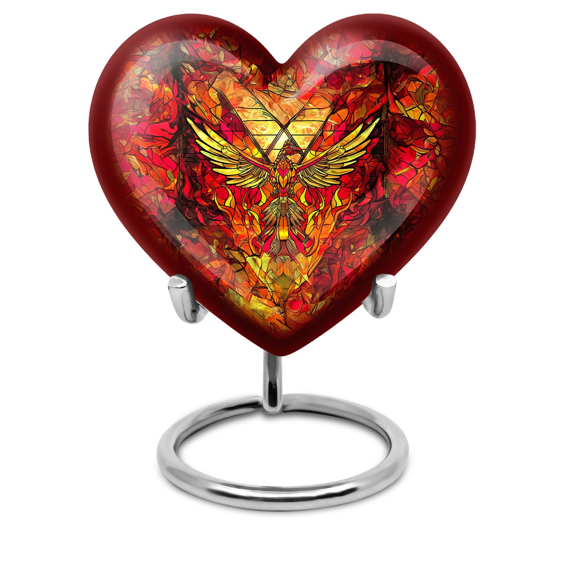 Phoenix Human Ashes Urns Large - Orange Phoenix Art Urn For Funeral