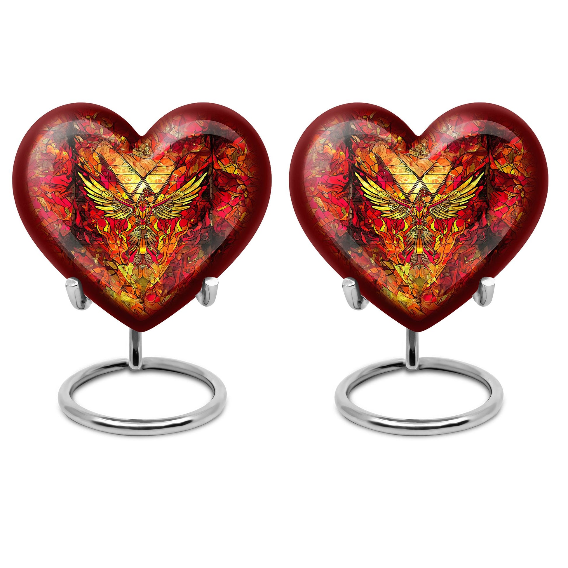 Phoenix Human Ashes Urns Large - Orange Phoenix Art Urn For Funeral