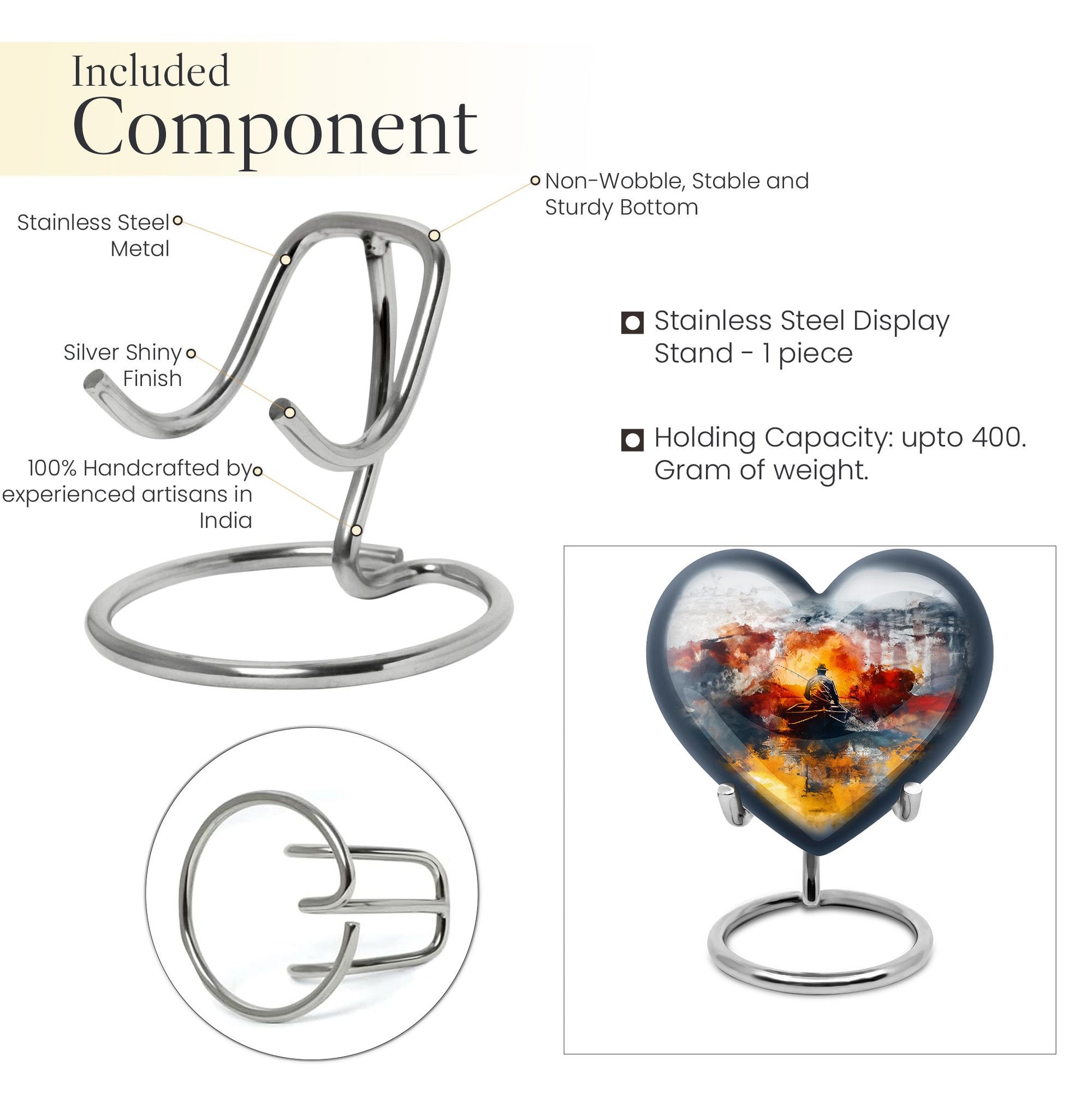 10-inch heart shaped mother love urn for adult ashes, customizable name options