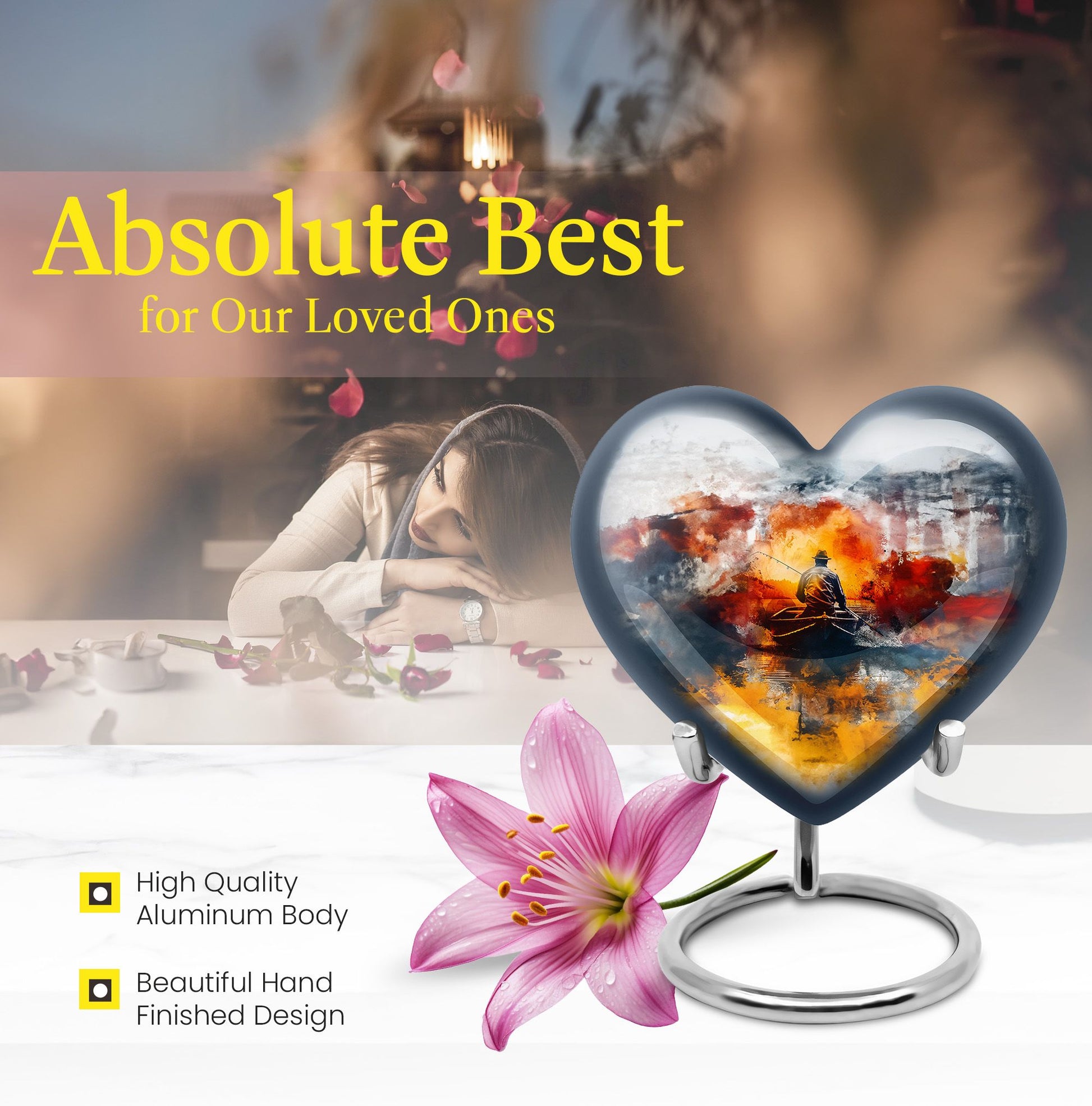 10-inch heart shaped mother love urn for adult ashes, customizable name options