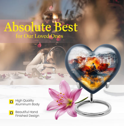 10-inch heart shaped mother love urn for adult ashes, customizable name options