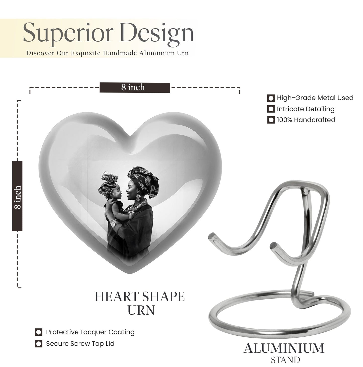 Mother Love heart Urn, a memorial urn