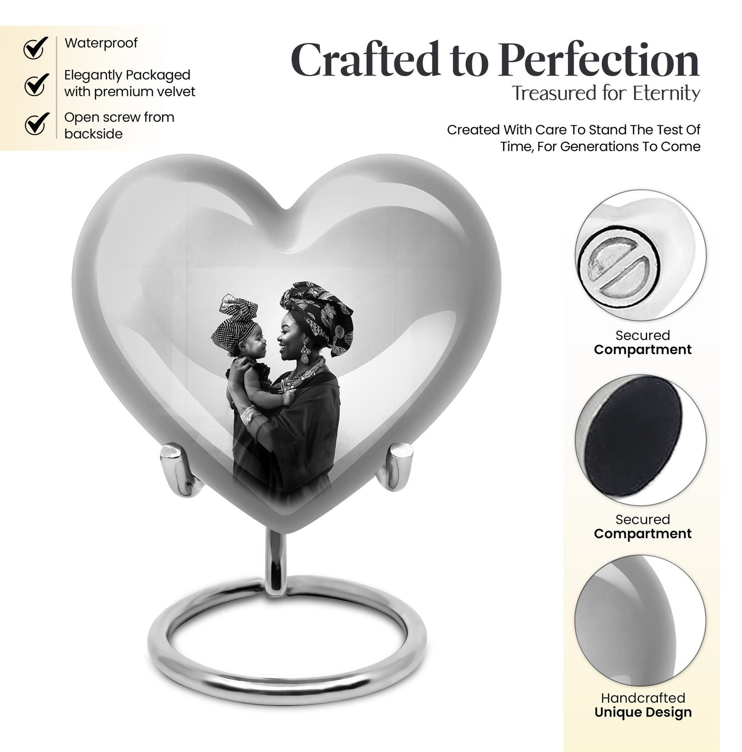 Mother Love heart Urn, a memorial urn