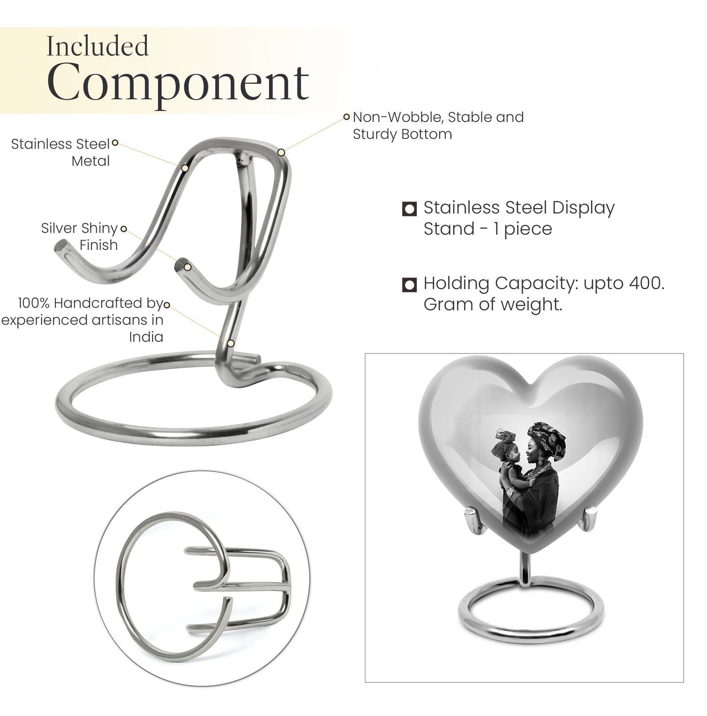 Mother Love heart Urn, a memorial urn