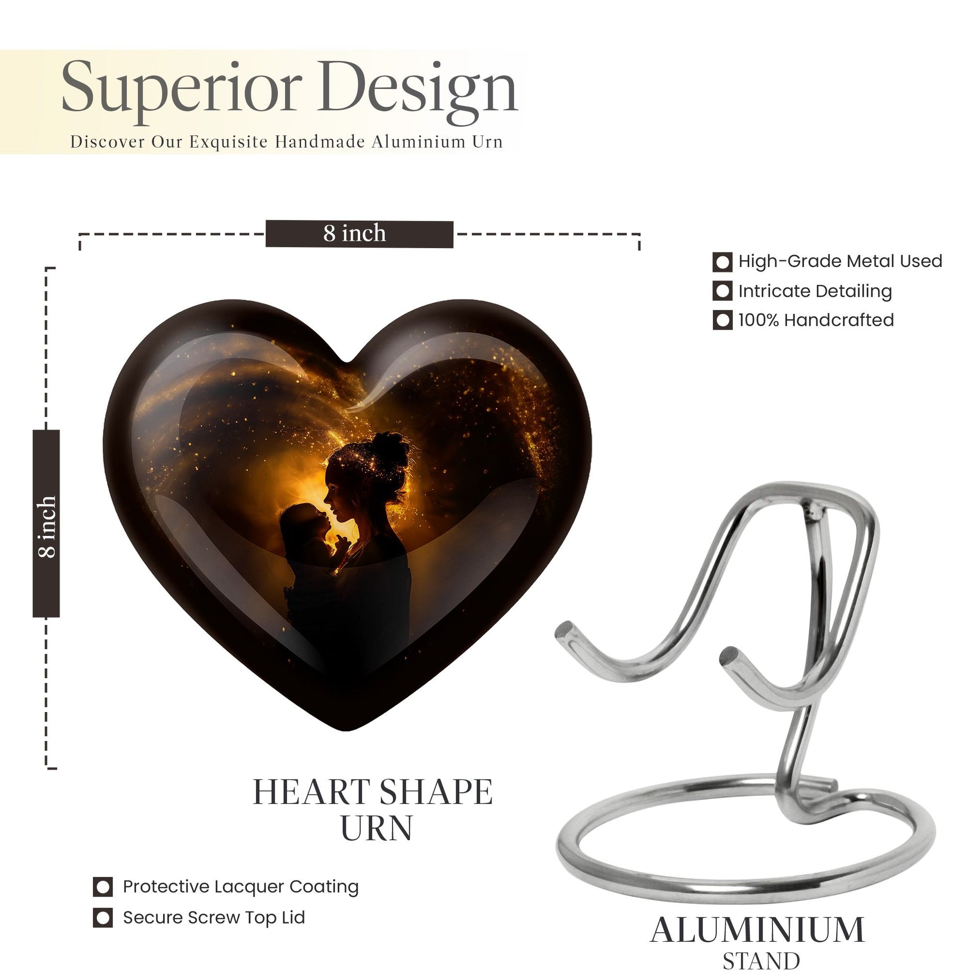 heart designed mother love urn