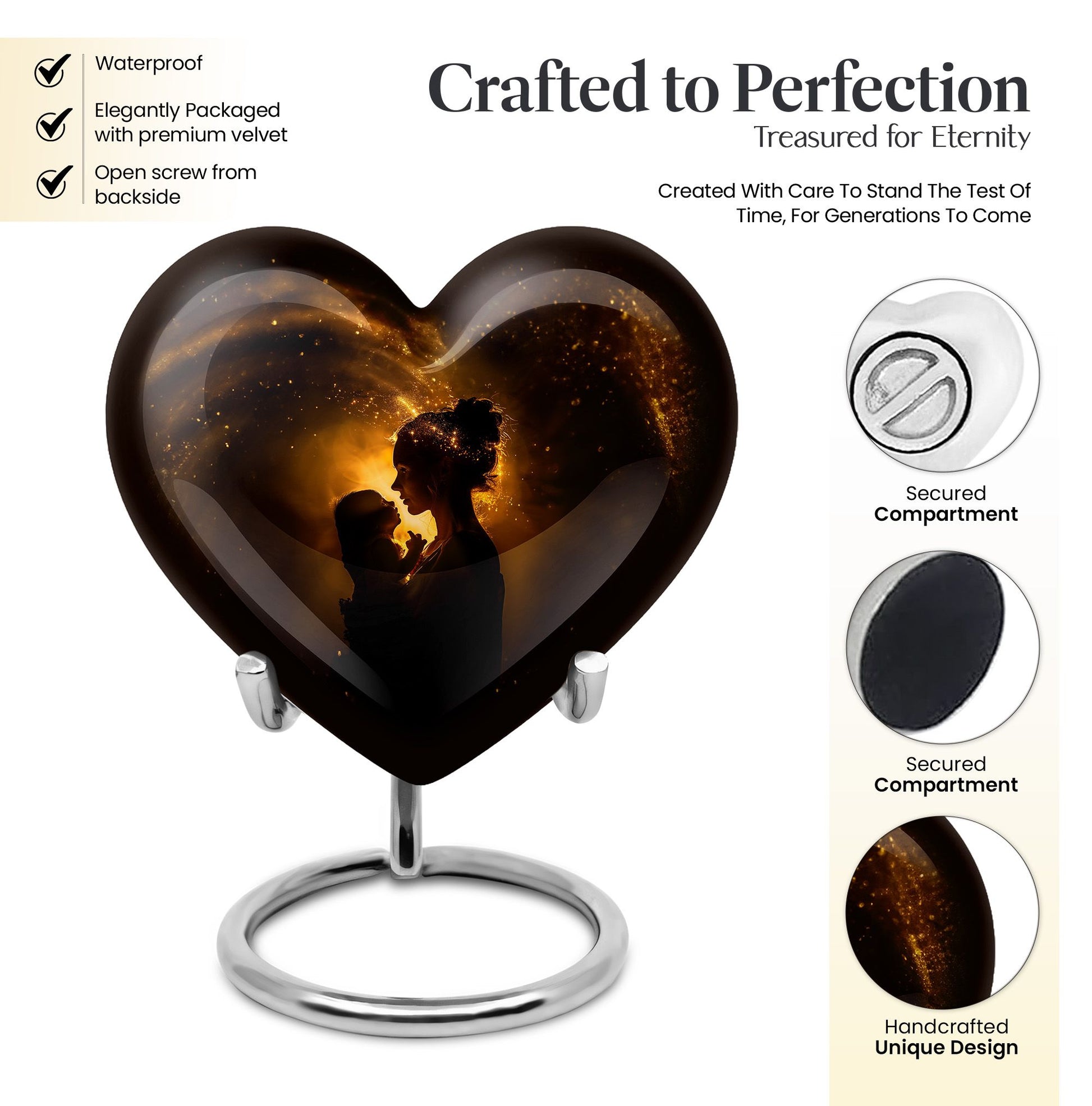 heart designed mother love urn