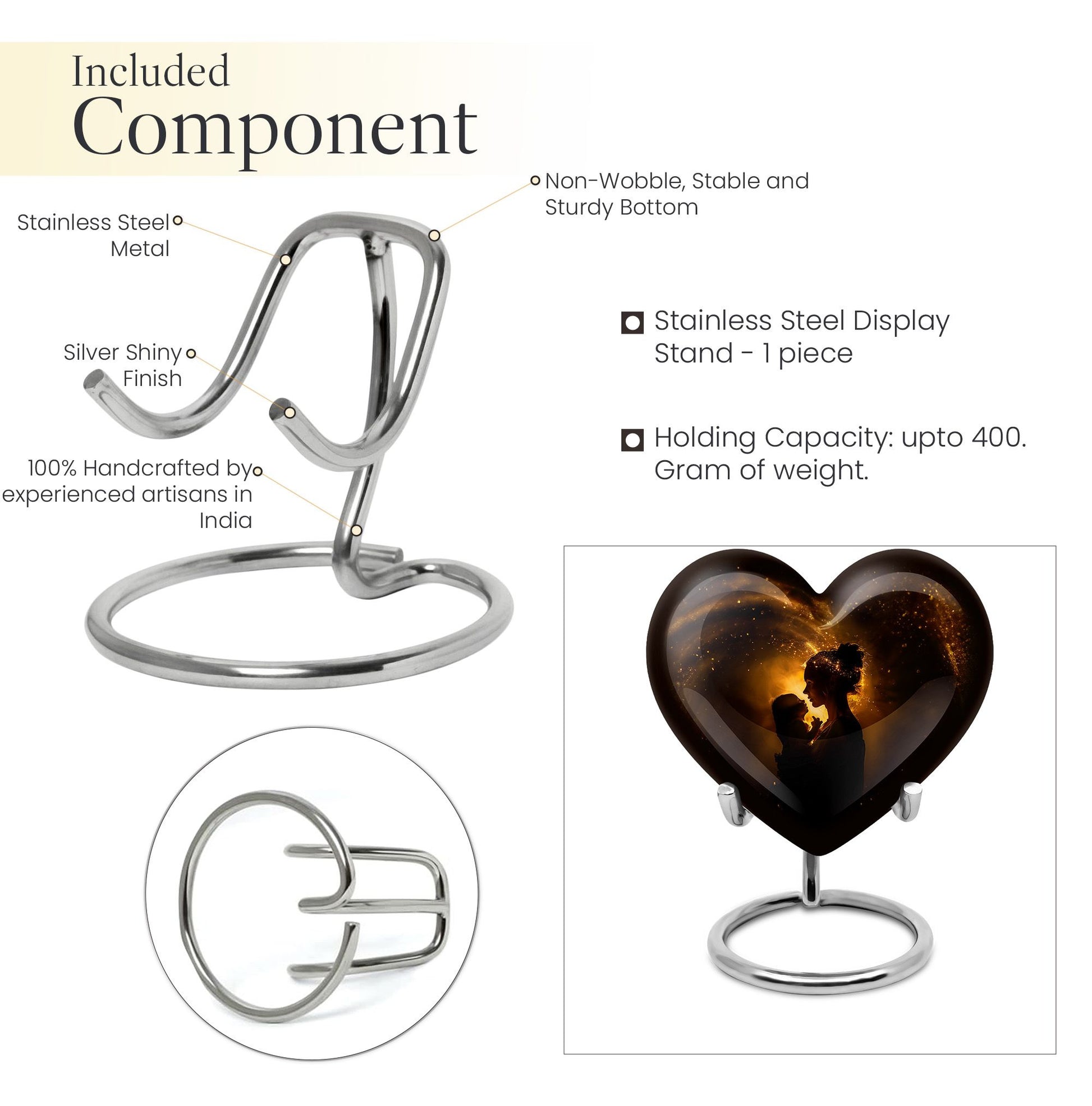 heart designed mother love urn