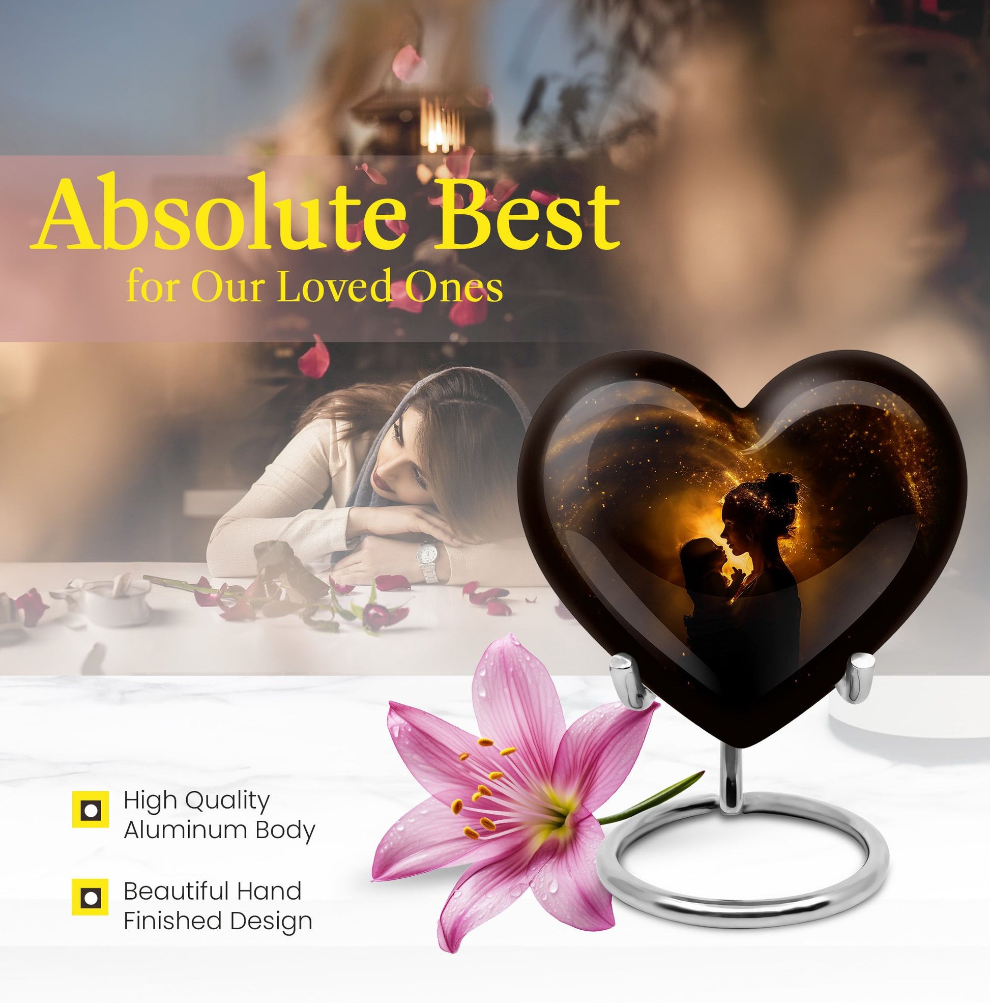 heart designed mother love urn