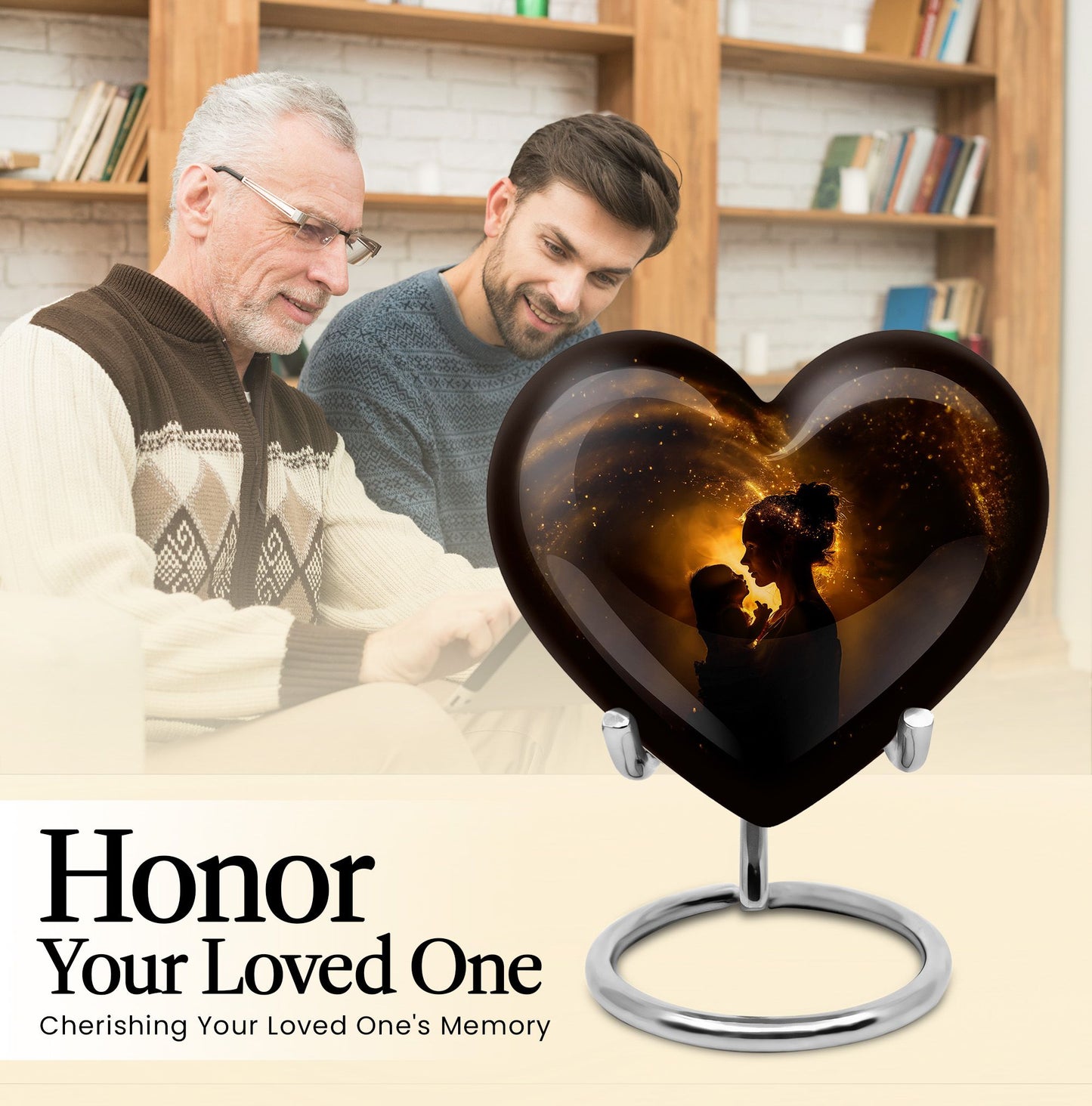 heart designed mother love urn