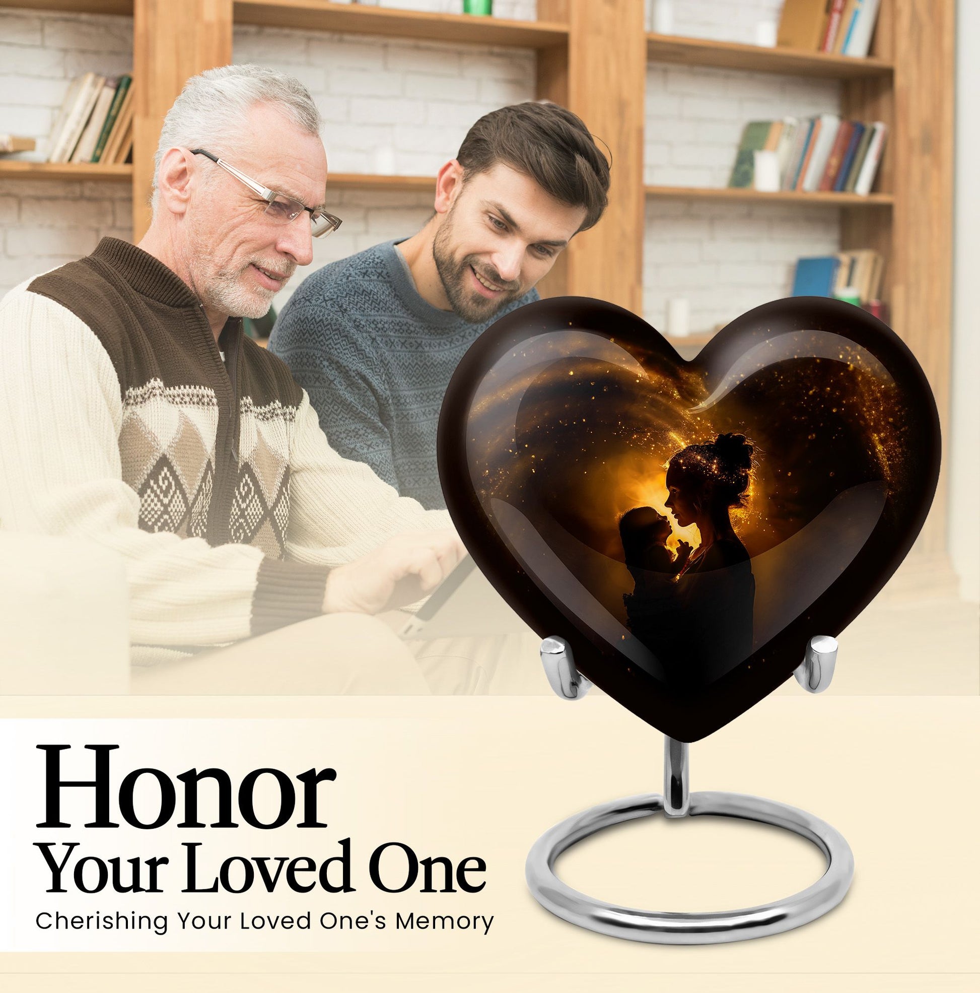 heart designed mother love urn