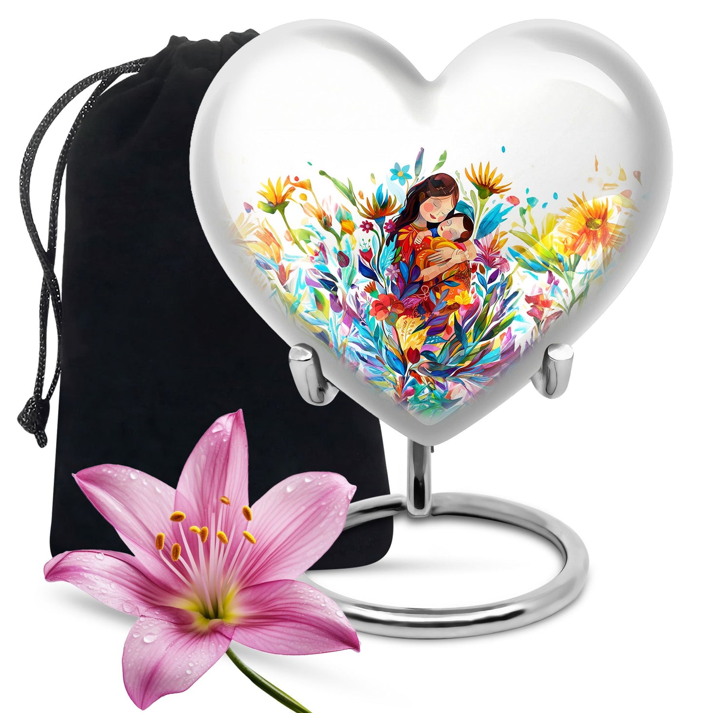 Colorful Personalized Mother Memorial Urn for Human Ashes - 10-inch, 200 cu in - Yatskia