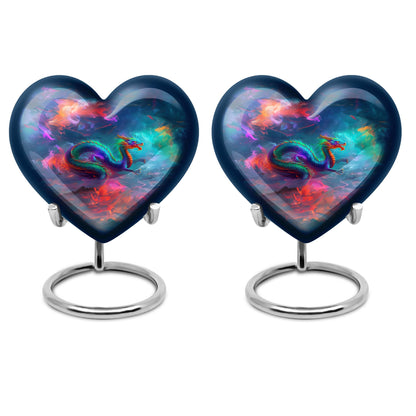 Large 10-inch dragon heart urn for women's ashes