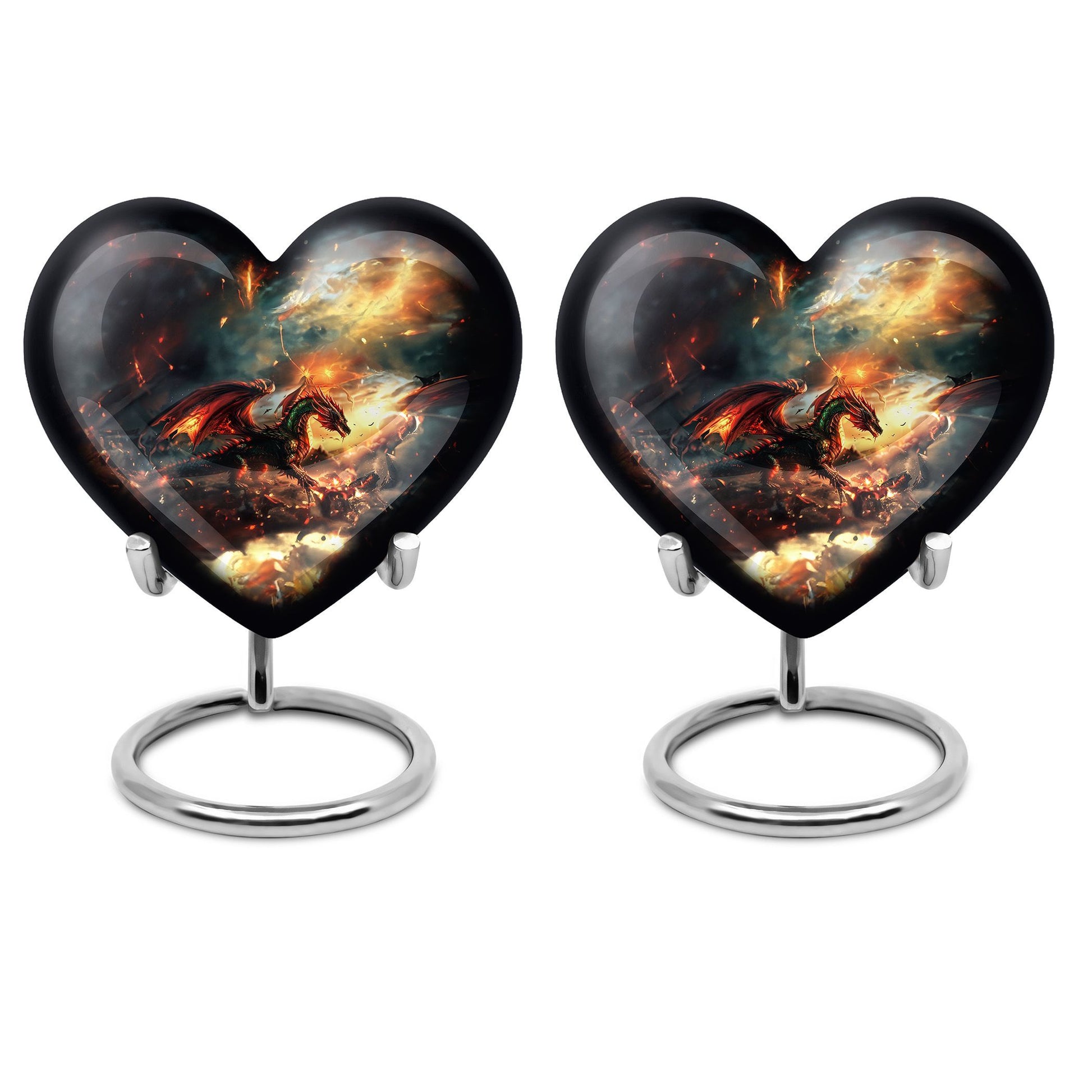 heart-shaped dragon urn
