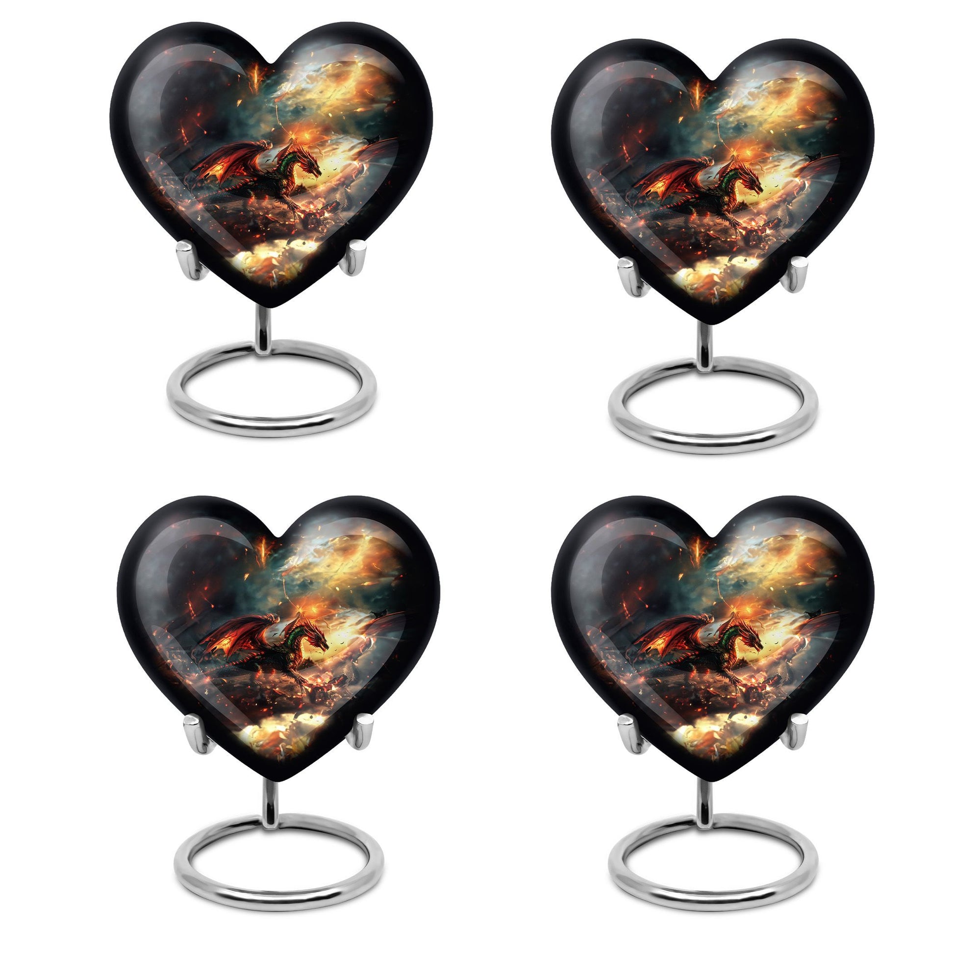 heart-shaped dragon urn