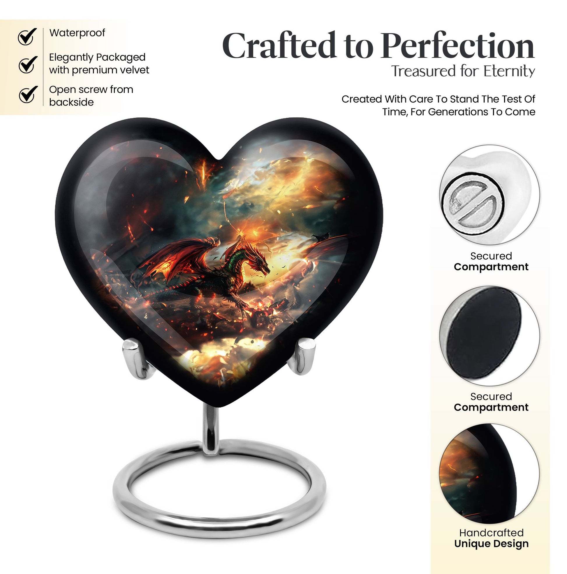 heart-shaped dragon urn