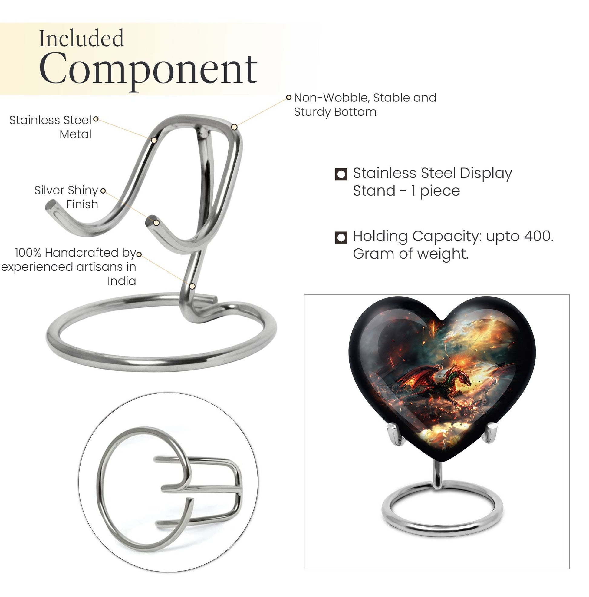 heart-shaped dragon urn