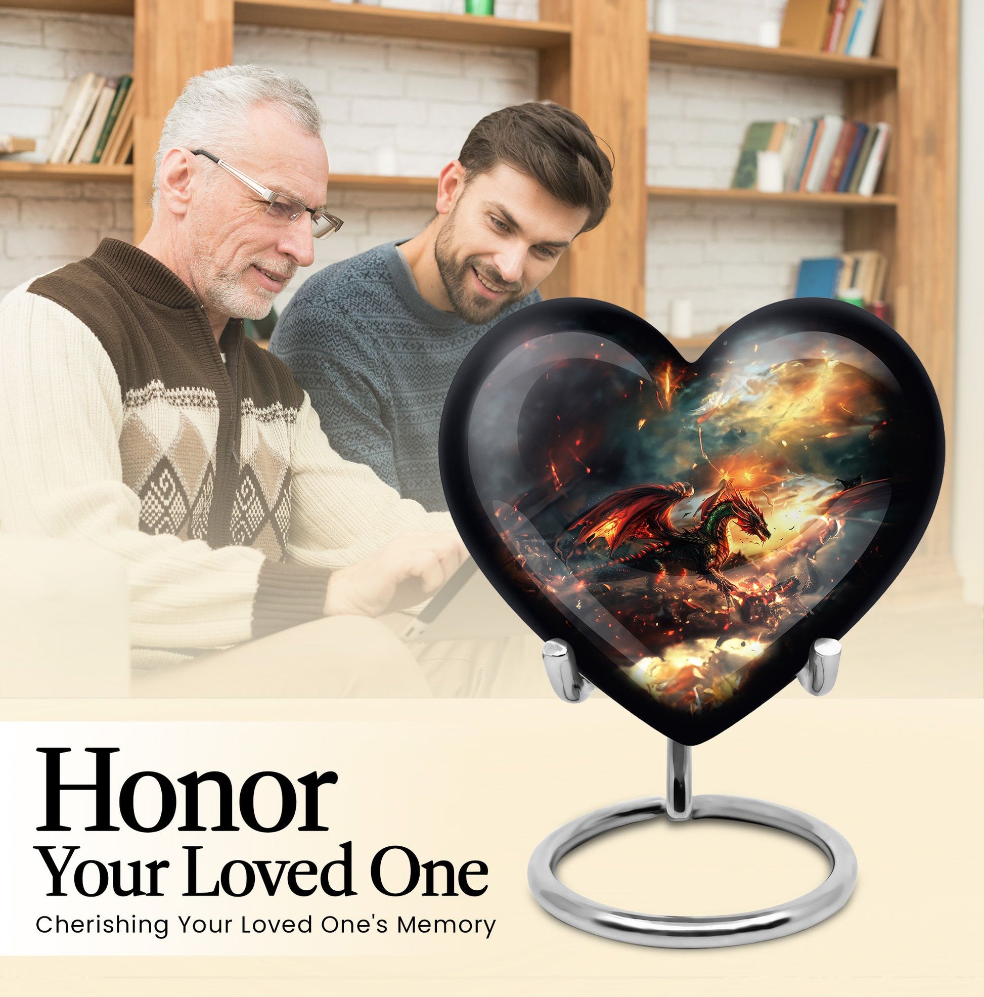 heart-shaped dragon urn