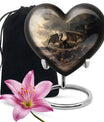 Heart-shaped aluminium dragon urn for adult ashes with engraving option