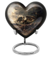 Heart-shaped aluminium dragon urn for adult ashes with engraving option