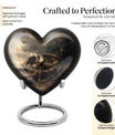 Heart-shaped aluminium dragon urn for adult ashes with engraving option