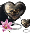 Heart-shaped aluminium dragon urn for adult ashes with engraving option
