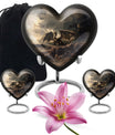 Heart-shaped aluminium dragon urn for adult ashes with engraving option
