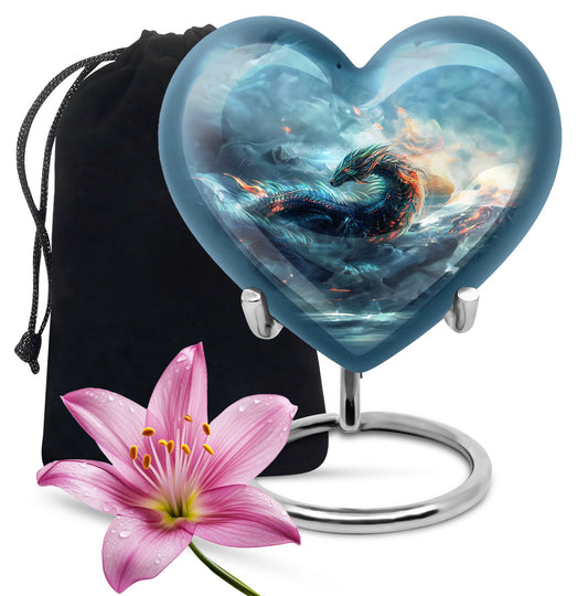 Heart shaped dragon urn